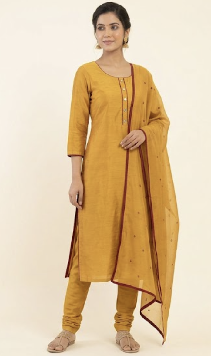 [Sample] Mustard silk kurta set