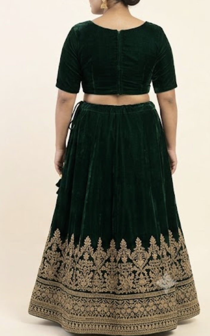 [Sample] Emerald velvet lehenga, photo 2