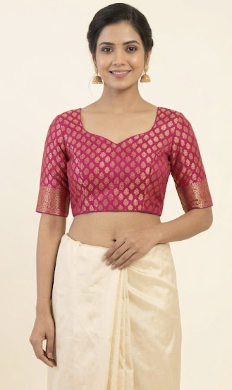 [Sample] Rani pink Banarasi blouse, photo 1