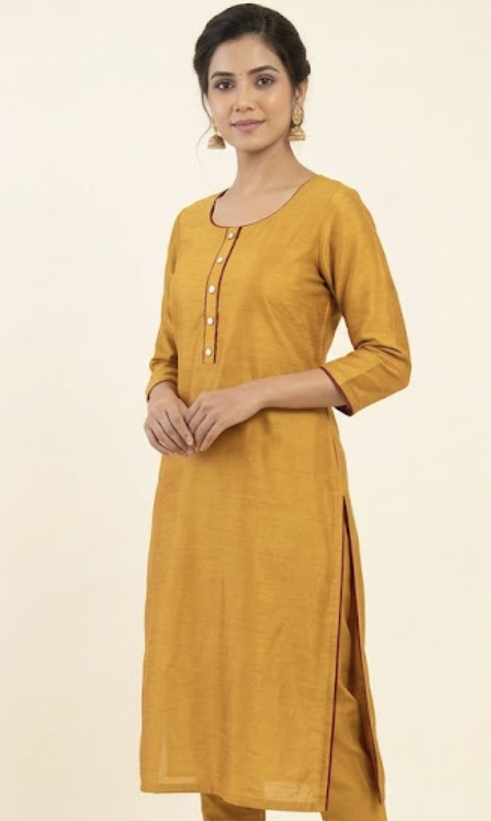 [Sample] Mustard silk kurta set, photo 2