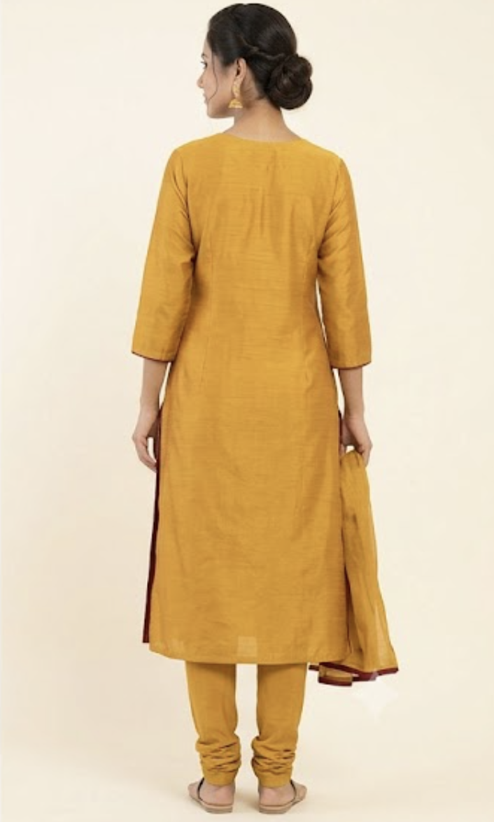 [Sample] Mustard silk kurta set, photo 3
