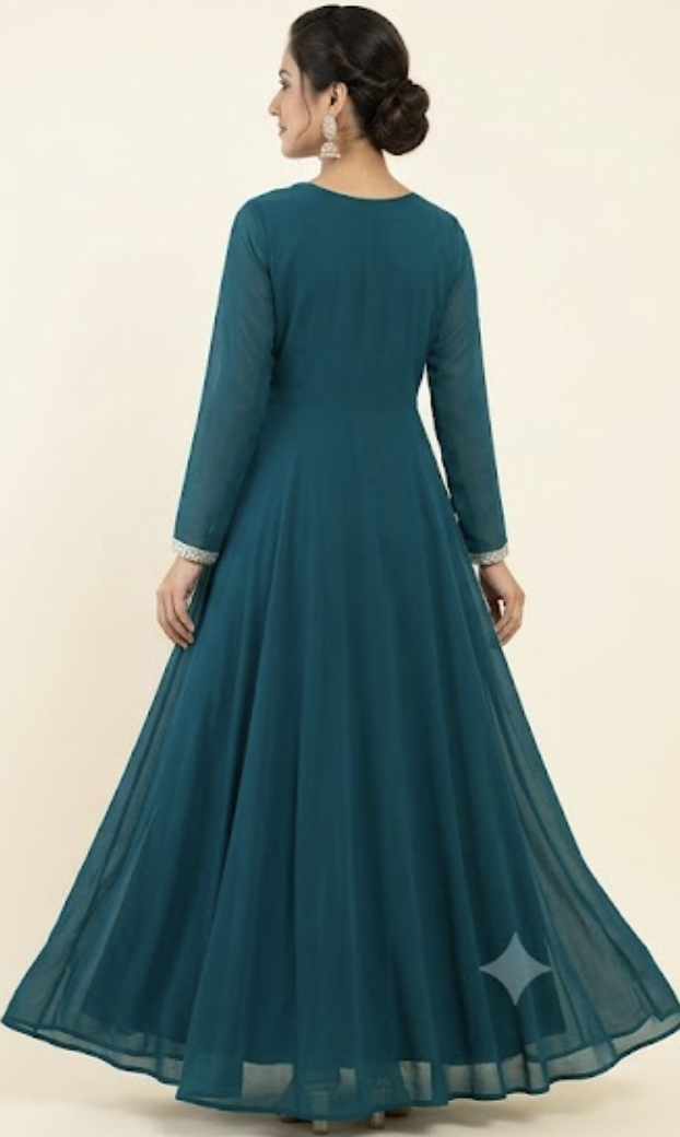 [Sample] Teal Anarkali, worn once, photo 3