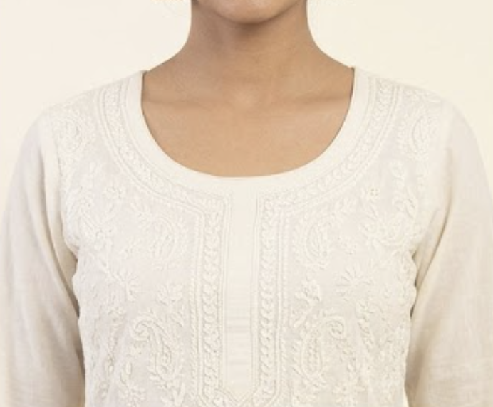 [Sample] Ivory chikankari kurta, photo 2